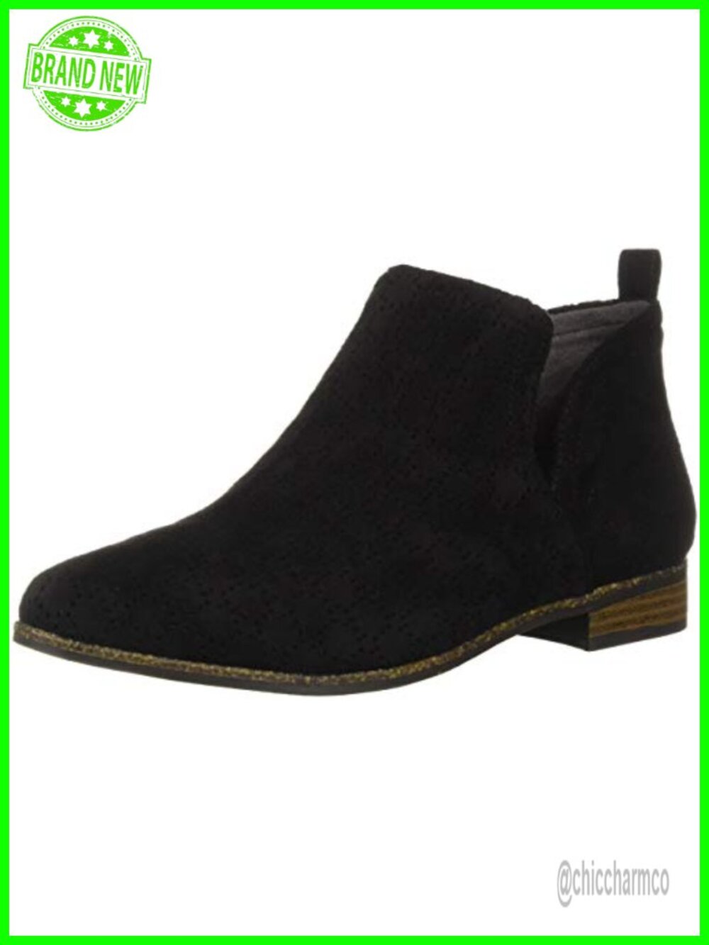 Women's Ankle Bootie Round Toe Slip On 1 Inch Stacked Heel Recycled Fabric